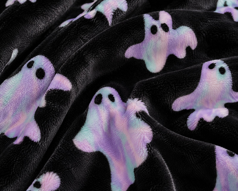 The Big One Ghost Haunting Plush Throw Blanket 60x72 Halloween Ghosts Bats Cats gallery