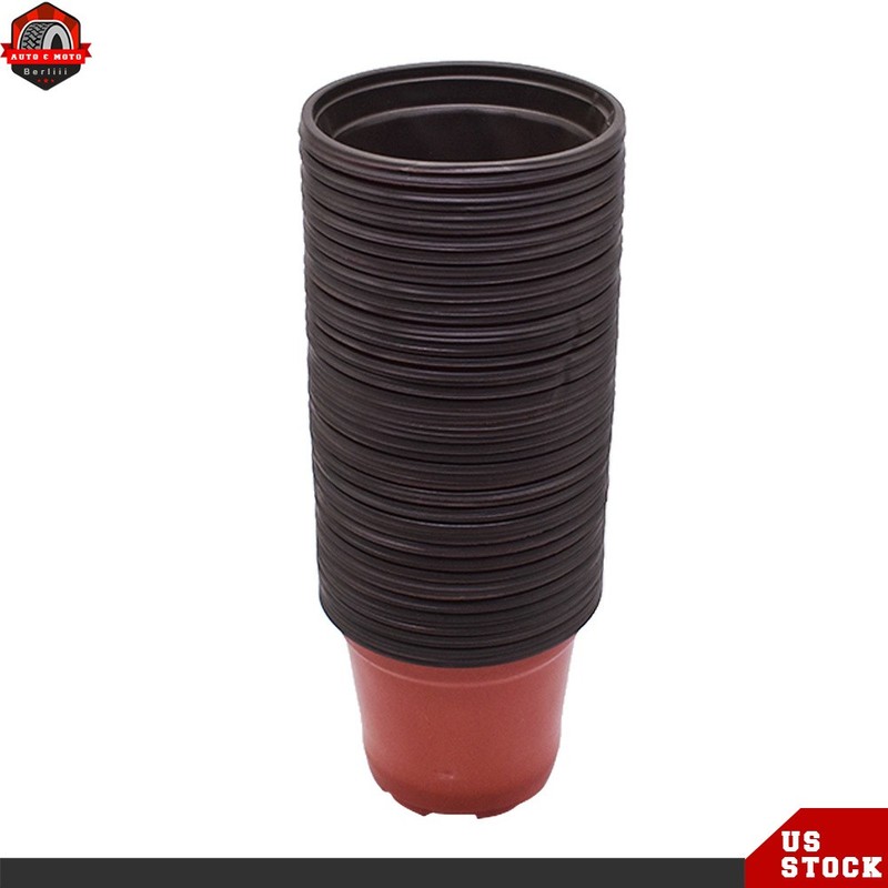 100 Pack High Quality Black Red Stackable Plastic Plant Flower Pot Nursery Pot gallery