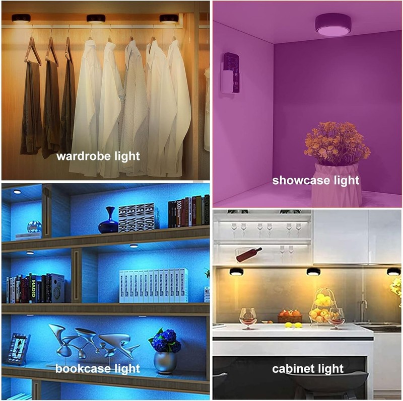 Dimmable Wireless LED Puck Lights with Remote - Perfect for Cabinets & Shelves gallery