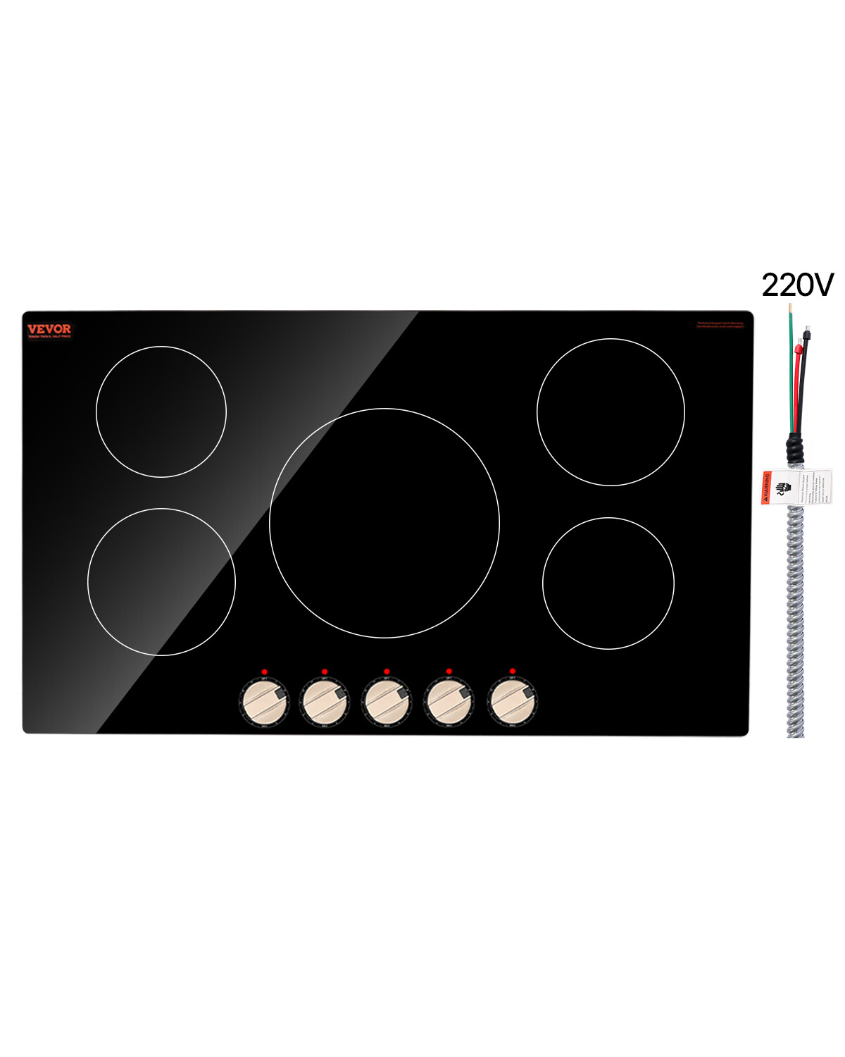 36" Induction Cooktop 5 Burners Electric Countertop Burner Knob Control 9200W gallery