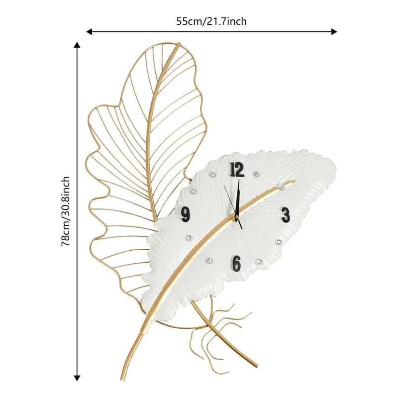 Extra Large Outdoor Garden Wall Clock Hanging Feather-shaped Wall Clock 21*30in gallery