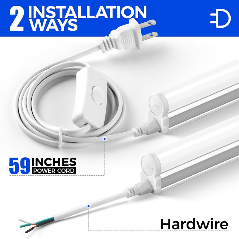 (6 Pack LED T5 Integrated Single Fixture, 4FT, 2200Lm, 6500K Super Bright White, gallery