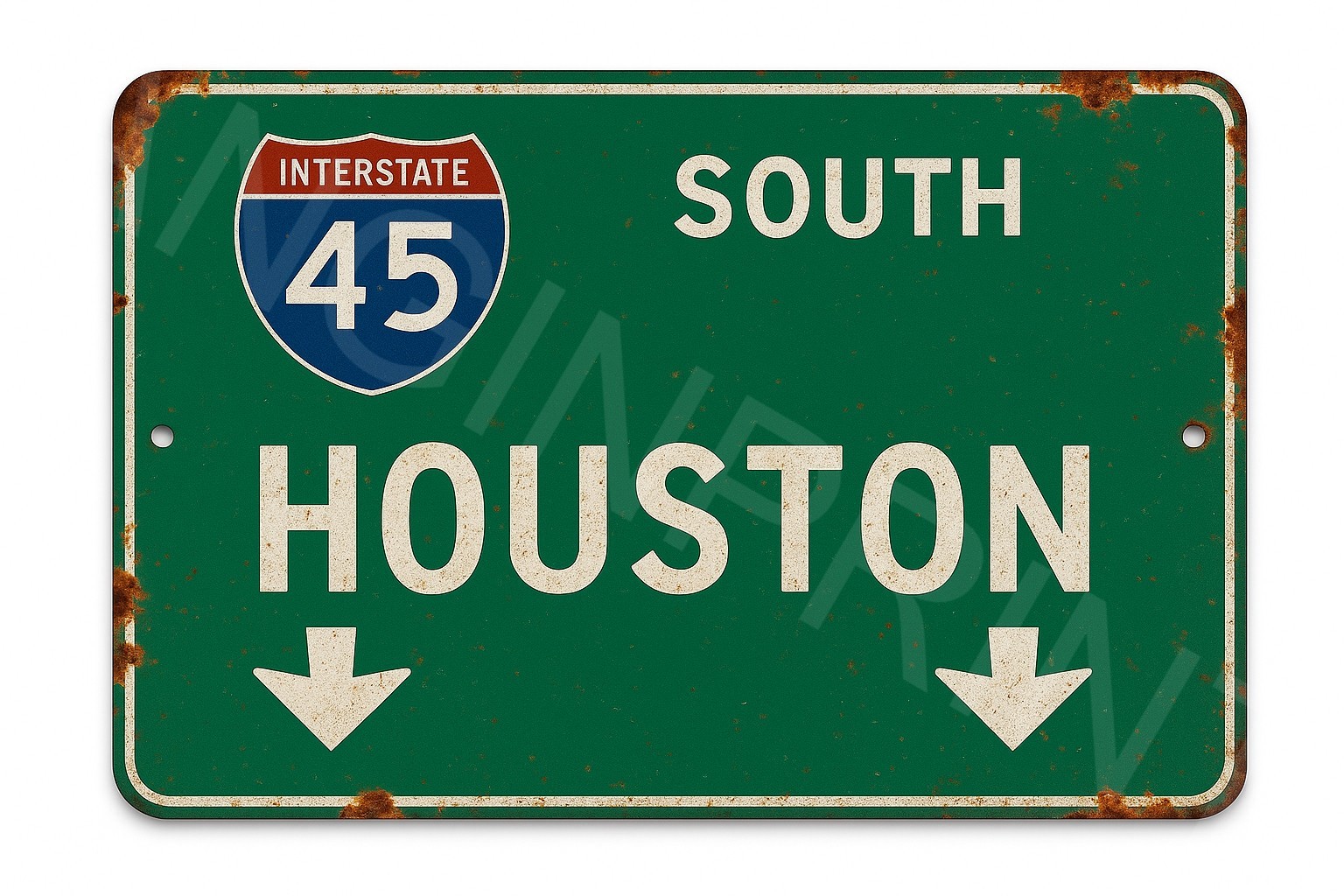Aluminum Highway Sign Interstate 45 Houston Metal Outdoor Indoor Decor gallery