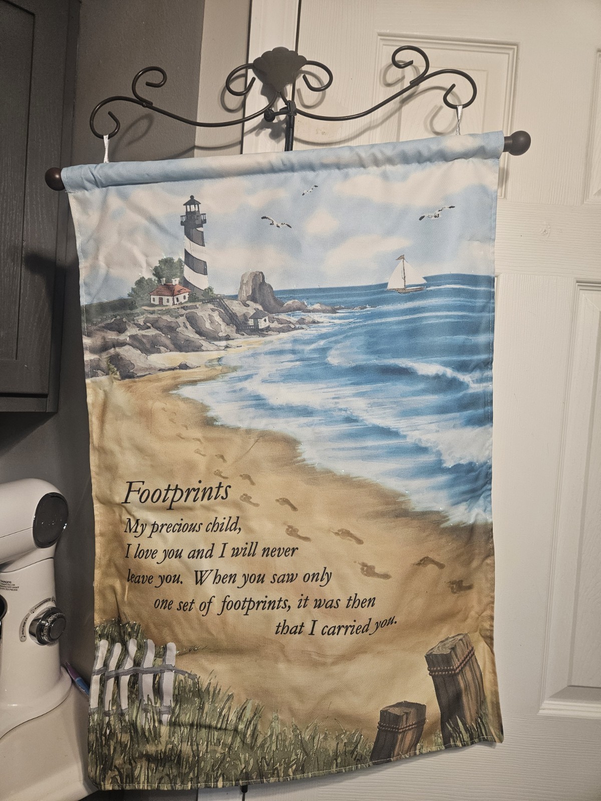 Footprints In The Sand Light Up Wall Hanging 24" wide 38" tall gallery