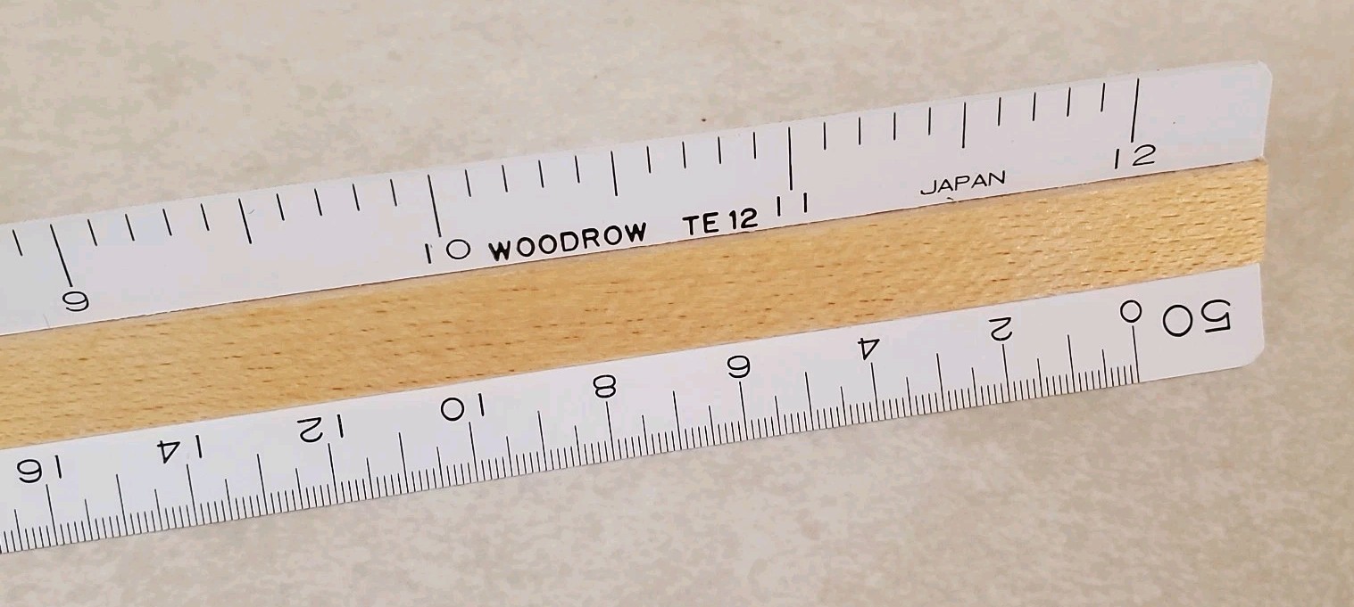 Woodrow # TE 12 Engineering Scale Ruler Wood & Plastic Triangluar Ruler gallery