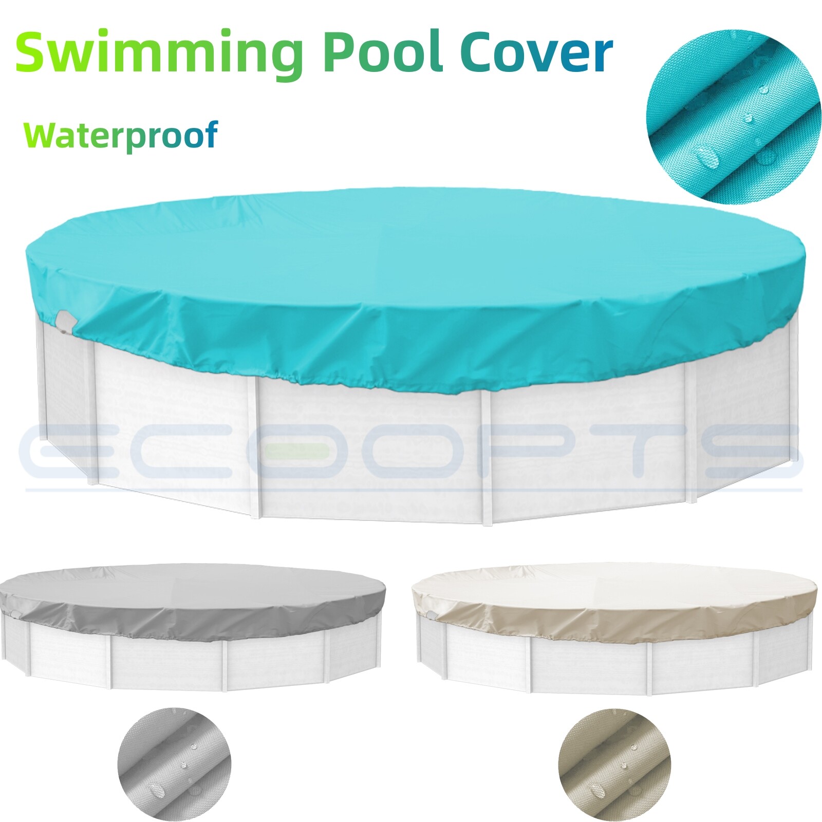 Round Above Ground Swimming Pool Cover Waterproof Winter Mesh Pool Cover Safety gallery