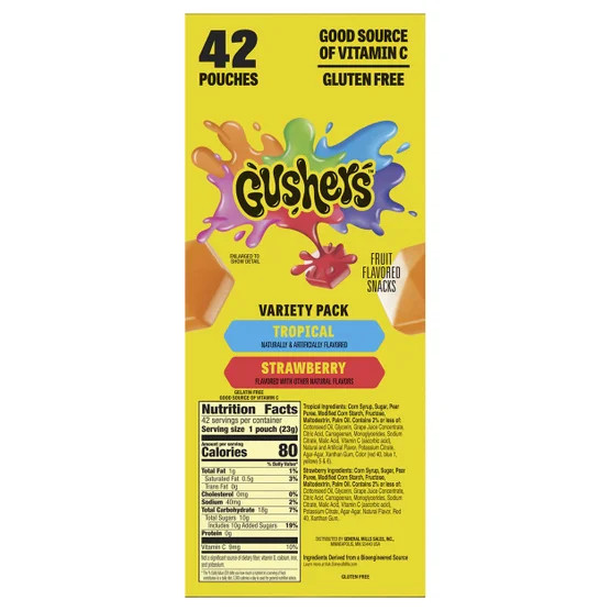 2-Pack Fruit Gushers Fruit Flavored Snacks, Variety Pack, 0.8 oz, 42-Count gallery