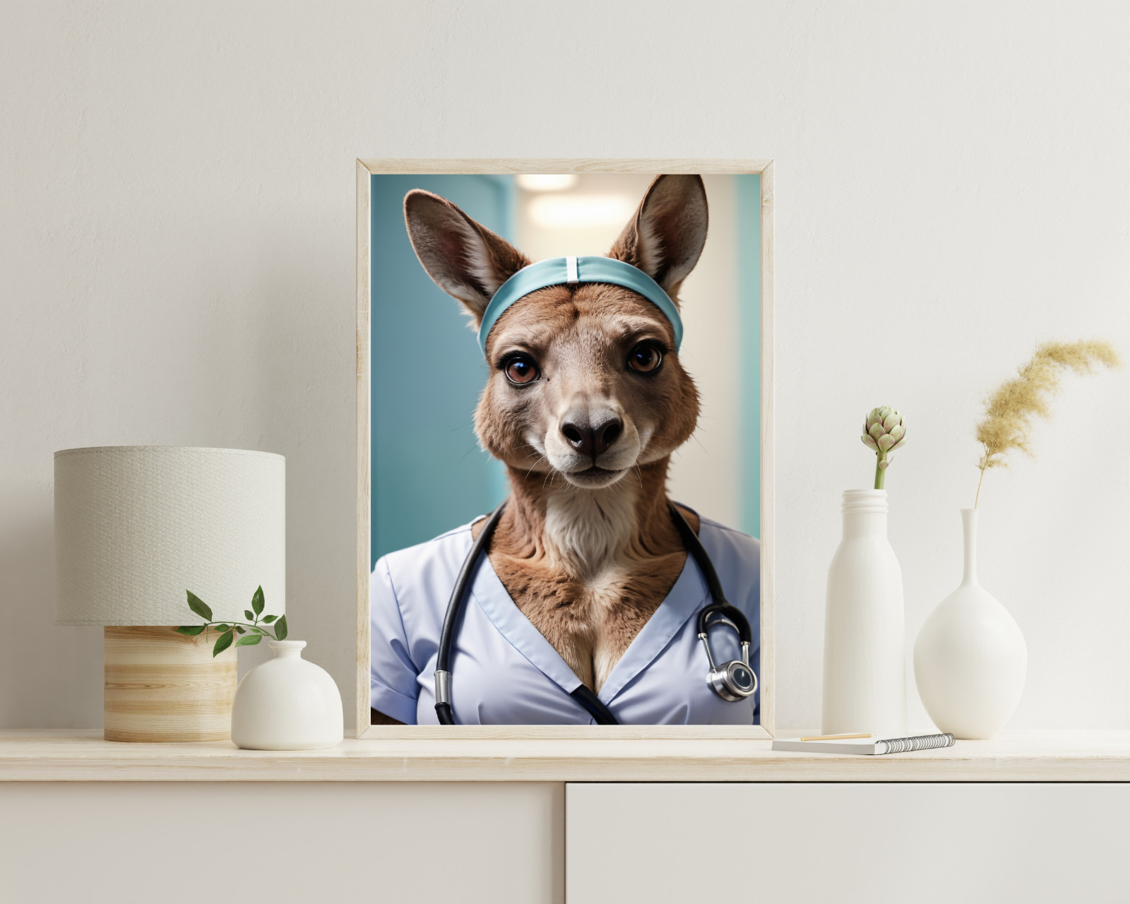 Nurse Kangaroo Portrait, Animal Portrait, Realistic Animal Portrait, Wall Art gallery