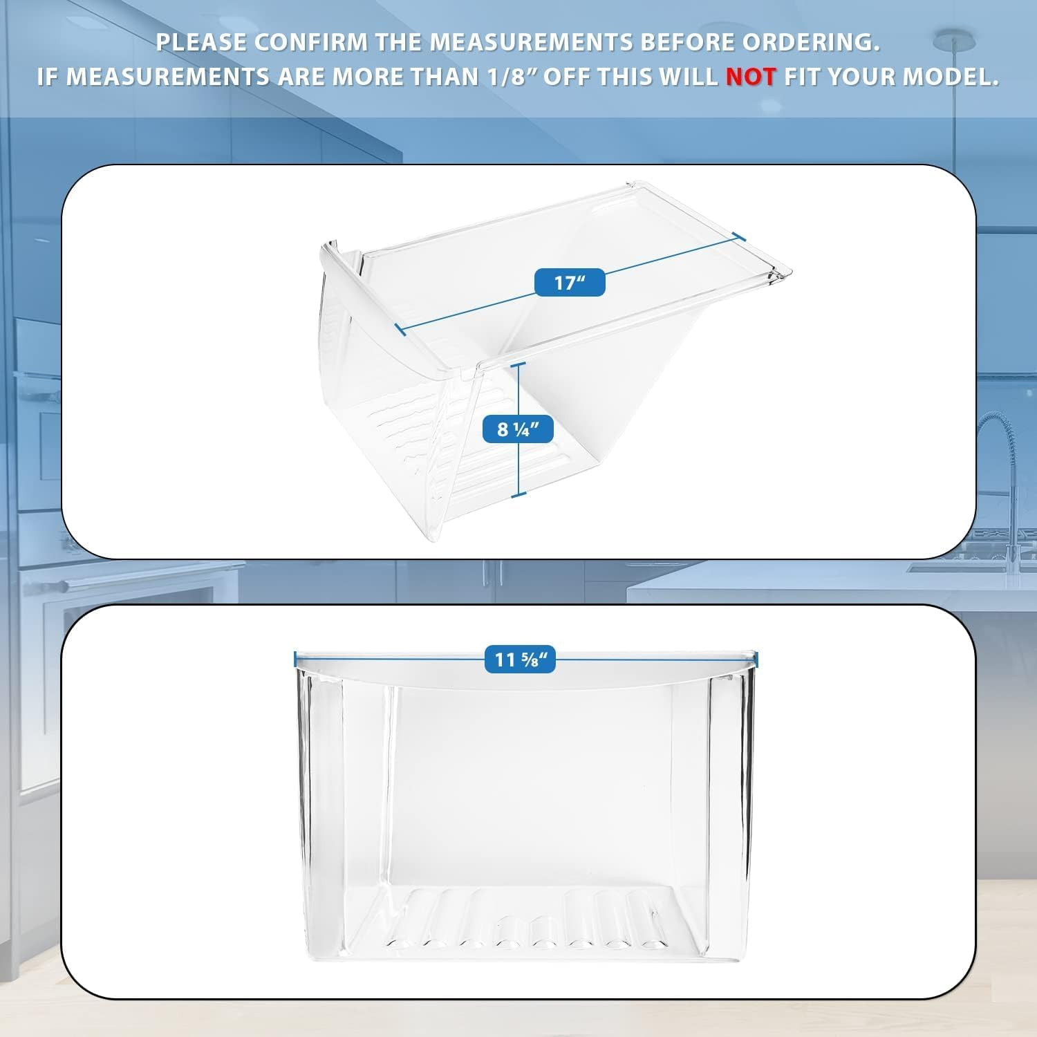 Crisper Bin for Frigidaire Refrigerator - 2 Pack Replacement Drawer Parts gallery