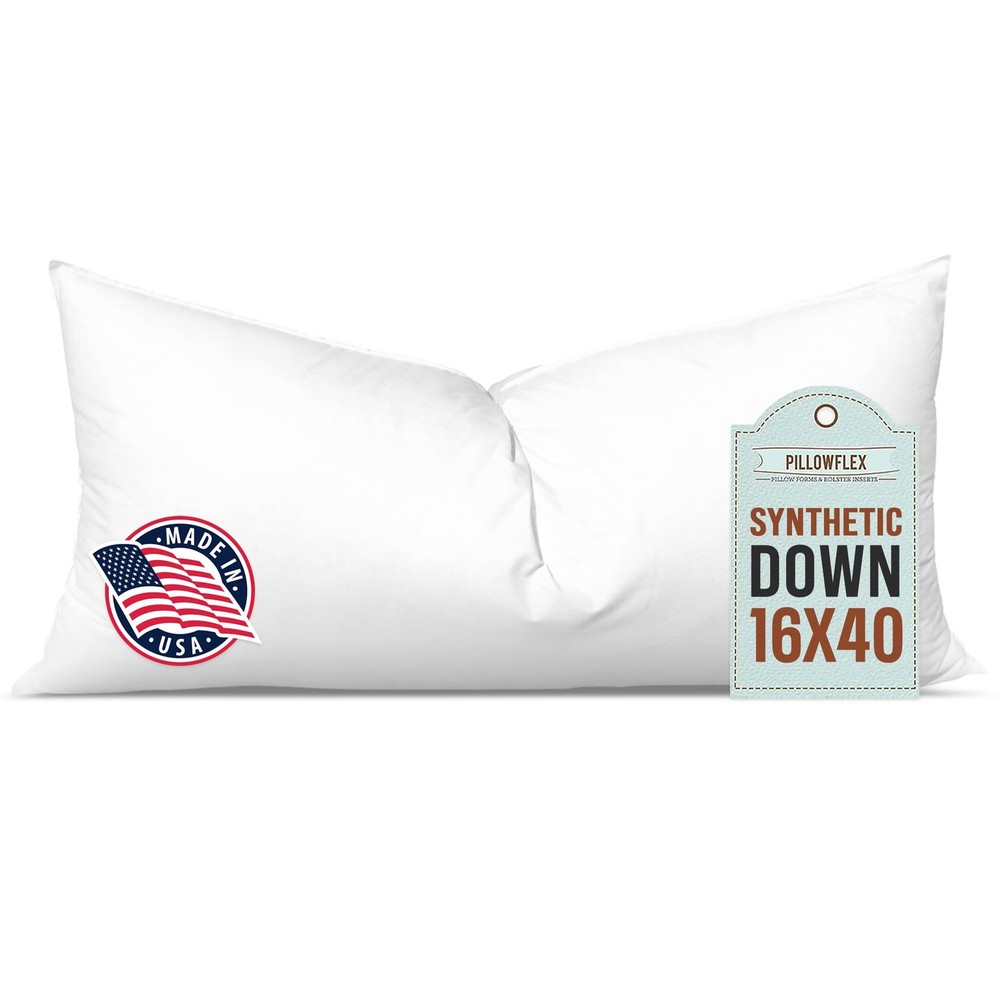 Pillowflex Synthetic Down Pillow Insert - 16x40 Down Alternative Ultra Soft Pill