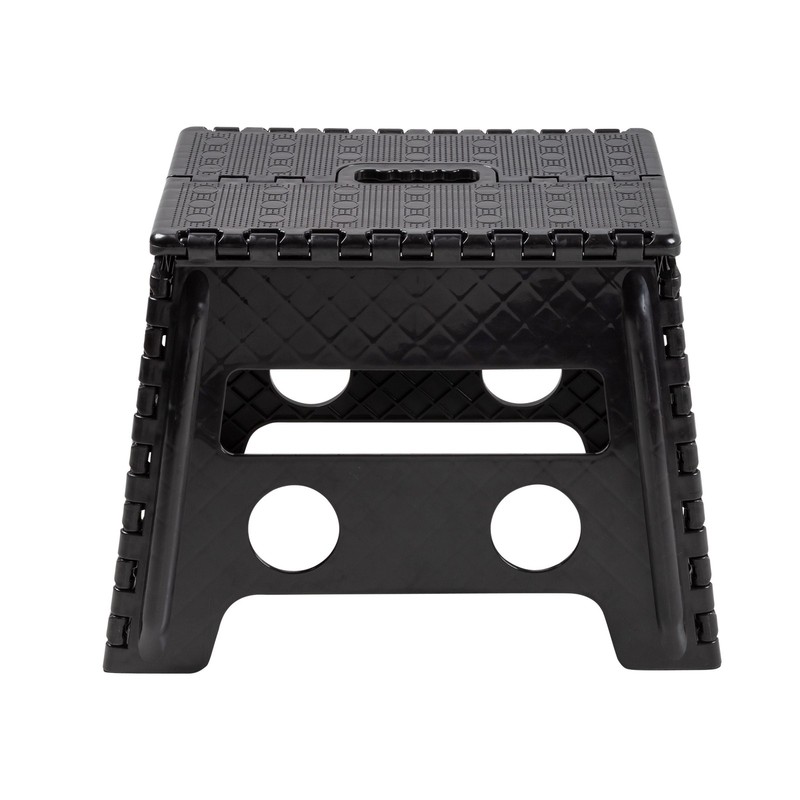 One Step Folding Step Stool, Black Plastic Fast delivery gallery