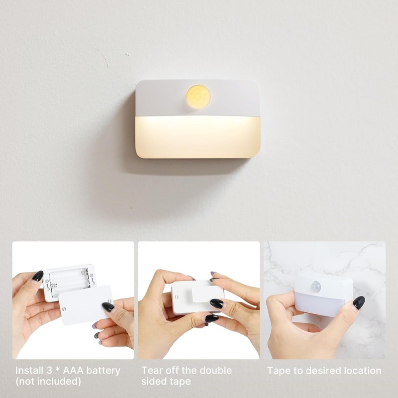 8 Pack Motion Sensor Stair Lights Indoor Battery Operated Wireless LED Night gallery