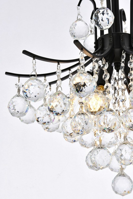 Crystal Chandelier 6 Light Fixture Pendant Black Living Dining Room Foyer 16" gallery