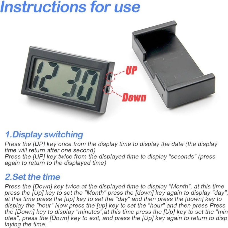 Compact Mini Digital Clock for Car Dashboard – Battery Operated & LCD Display gallery