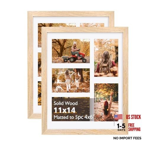 11x14 Collage Picture Frame Solid Wood frames for 5Pcs 4x6 11 x 14 in Natural