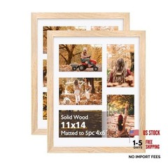 11×14 Collage Picture Frame Solid Wood frames for 5Pcs 4×6 11 x 14 in Natural