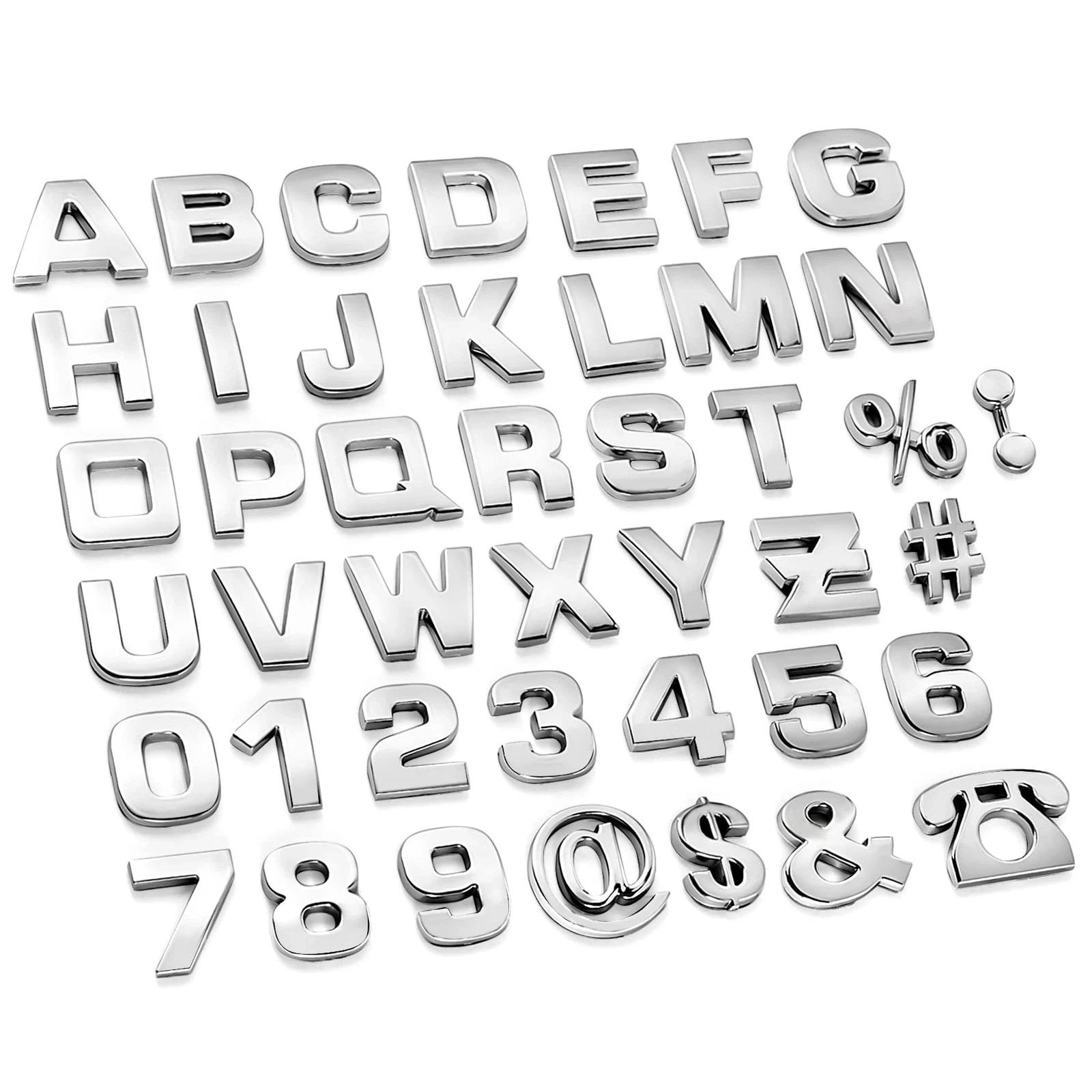 43 Pcs Car Emblem Letter Sticker DIY 3D Alphabet Number Symbol Badge Decal gallery