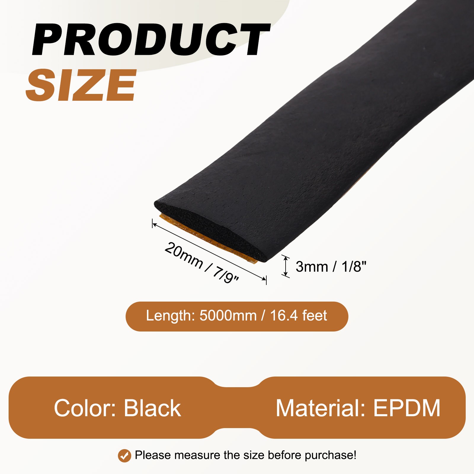 16.4FT Solid Rubber Weather Stripping, Self Adhesive EPDM Seals Strips gallery