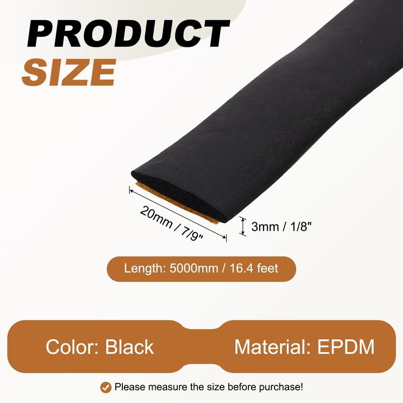 16.4FT Solid Rubber Weather Stripping, Self Adhesive EPDM Seals Strips gallery