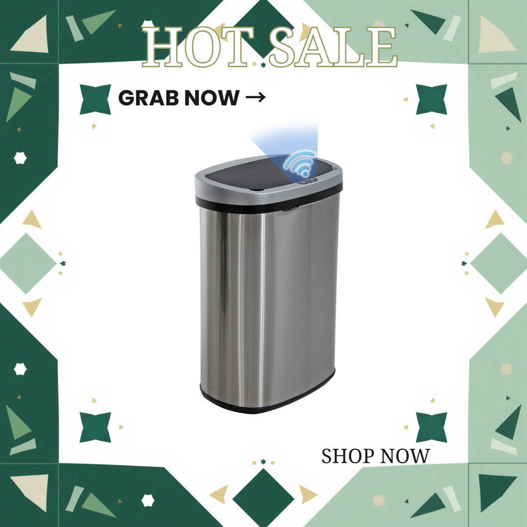 13 Gallon Trash Can with Lid Touchless Garbage Can Odor Control Oval Design Stai gallery