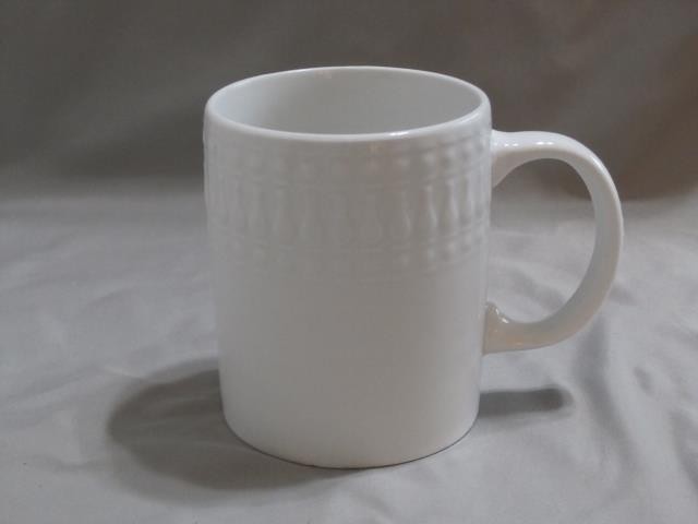 3 Pfaltzgraff Cassandra All White Ribs and Dots 12 oz. Coffee Mugs 3 7/8" Tall gallery