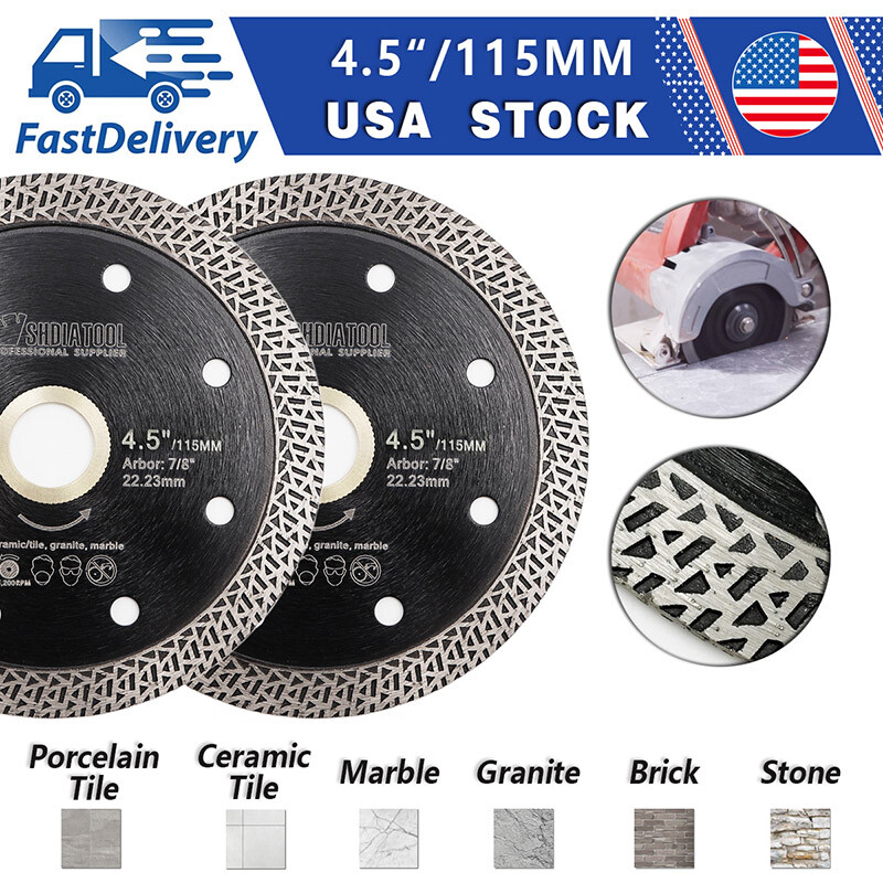 2pcs 4.5" Wheel Diamond Saw Blade Ceramic Tile Cutting Disc Grinder Cutter 115mm gallery