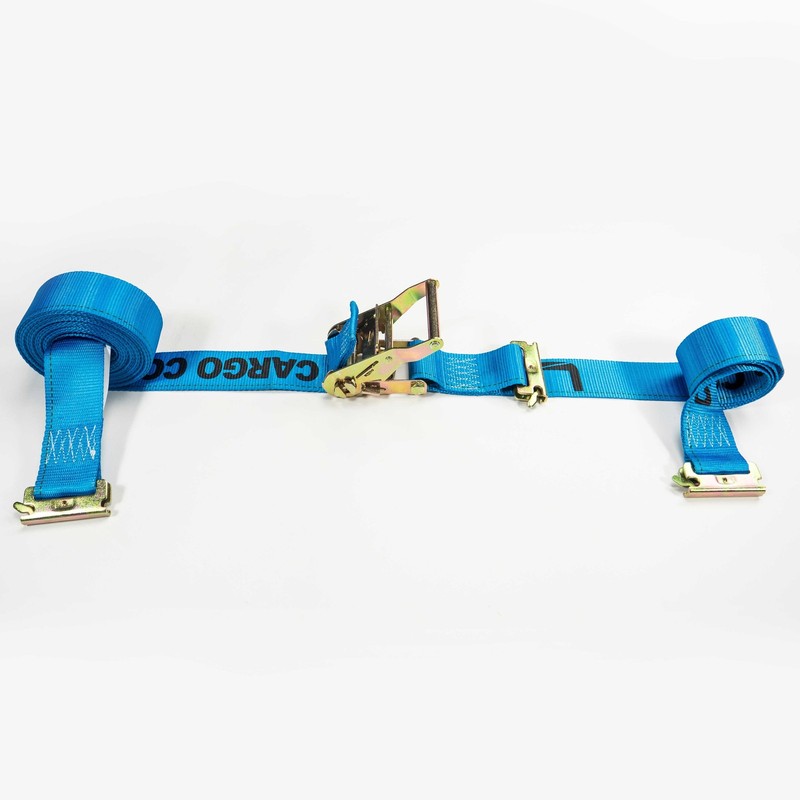 USCC 2" X 20' E Track Ratchet Strap w/Double-Fitted End - Blue 4PK gallery