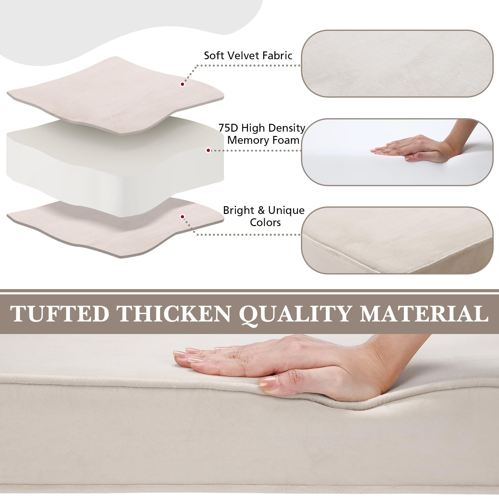 Bench Cushions 48x18x4 Inch Window Seat Cushions for Indoor Furniture Velvet ... gallery
