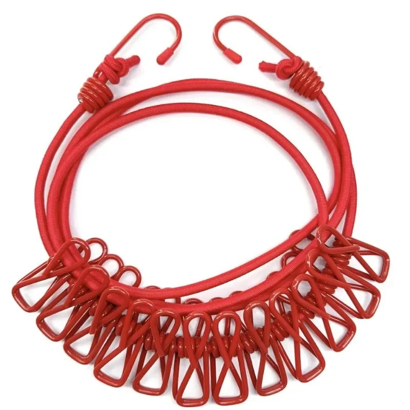 4M Outdoor Camping Non-Slip Stretch Clothesline with 12Clips Travel Stretchy Clo gallery