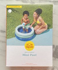 Sun Squad Inflatable Mini Pool for children 27” Diameter Blue Green NEW IN BOX
