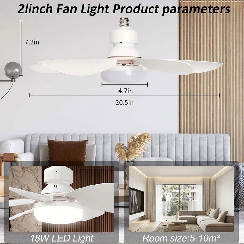 Socket Fan Light Ceiling Fans Lights Remote Control Dimmable LED Ceiling Fan New gallery