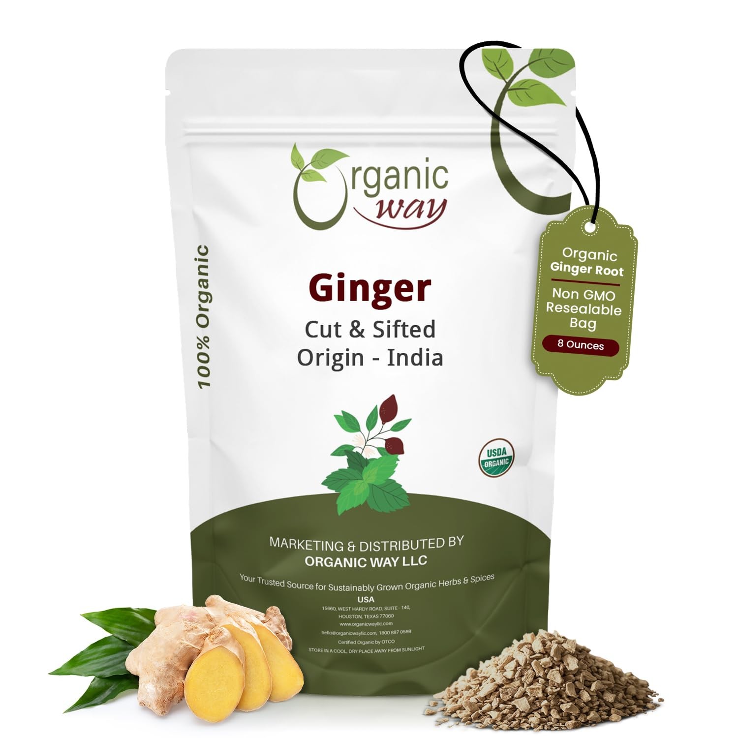 Premium Dried Ginger Root Cut & Sifted (Zingiber officinale) - Organic & Kosh... gallery