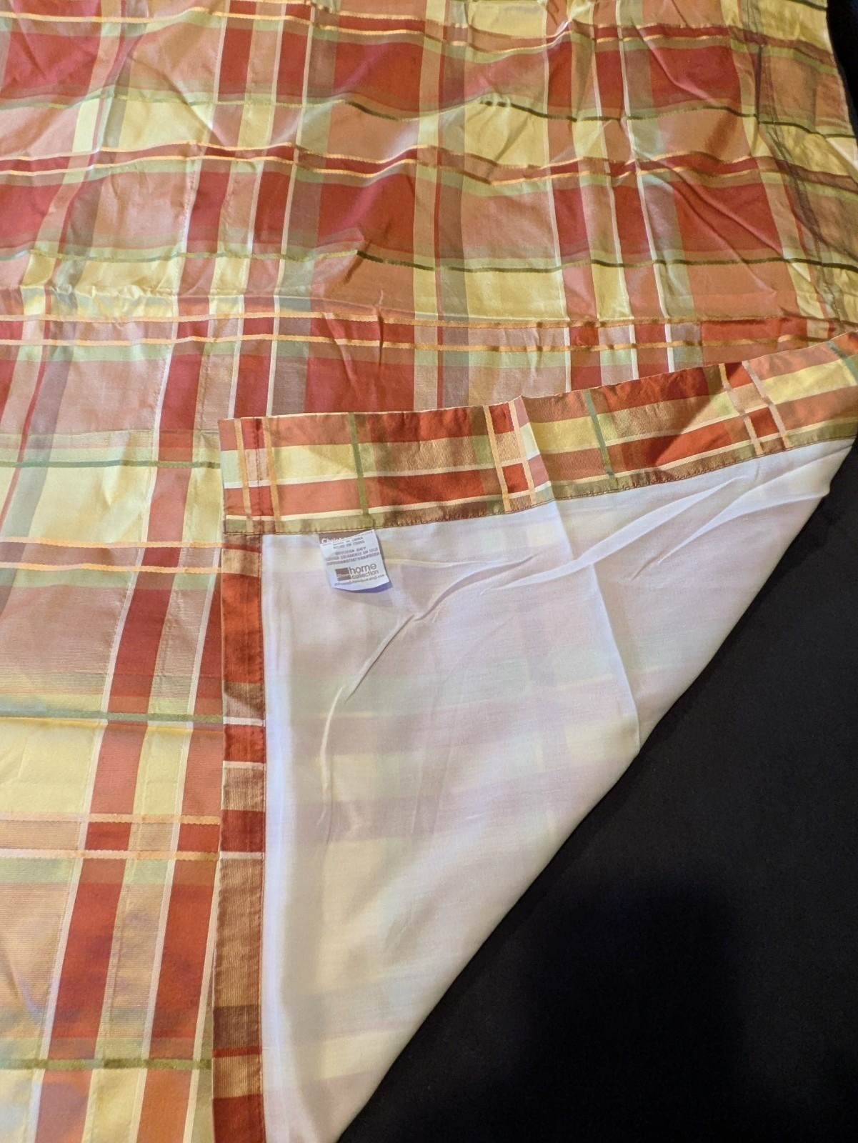 JC Penny Chris Madden Silk Curtain Panels Set of 2 Gold Rust Plaid Lined 84 x 41 gallery