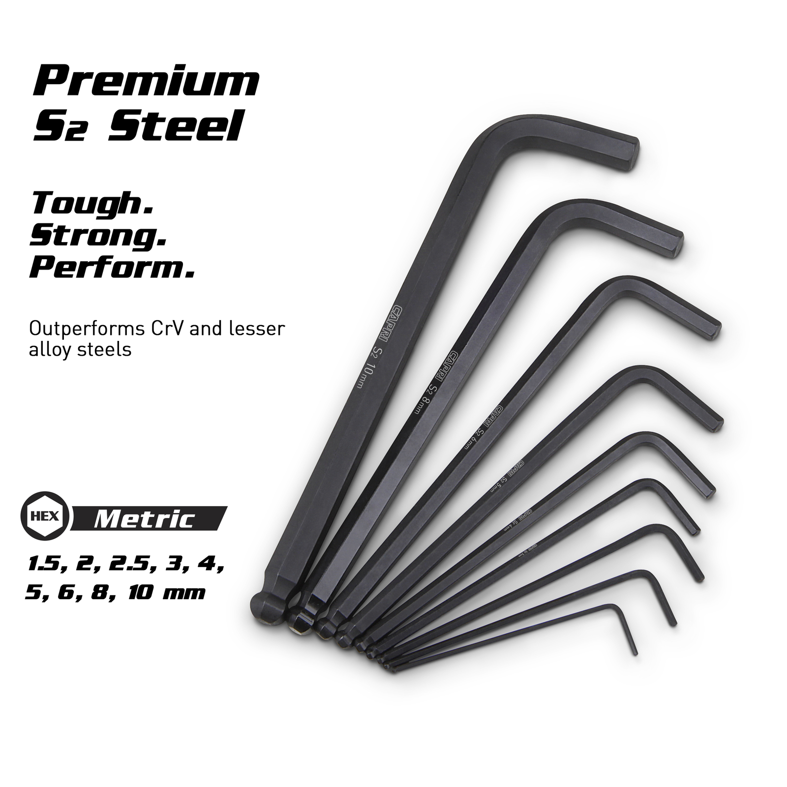 Capri Tools Hex Key Wrench Set, Long Arm Ballpoint End, Metric, Premium S2 Steel gallery