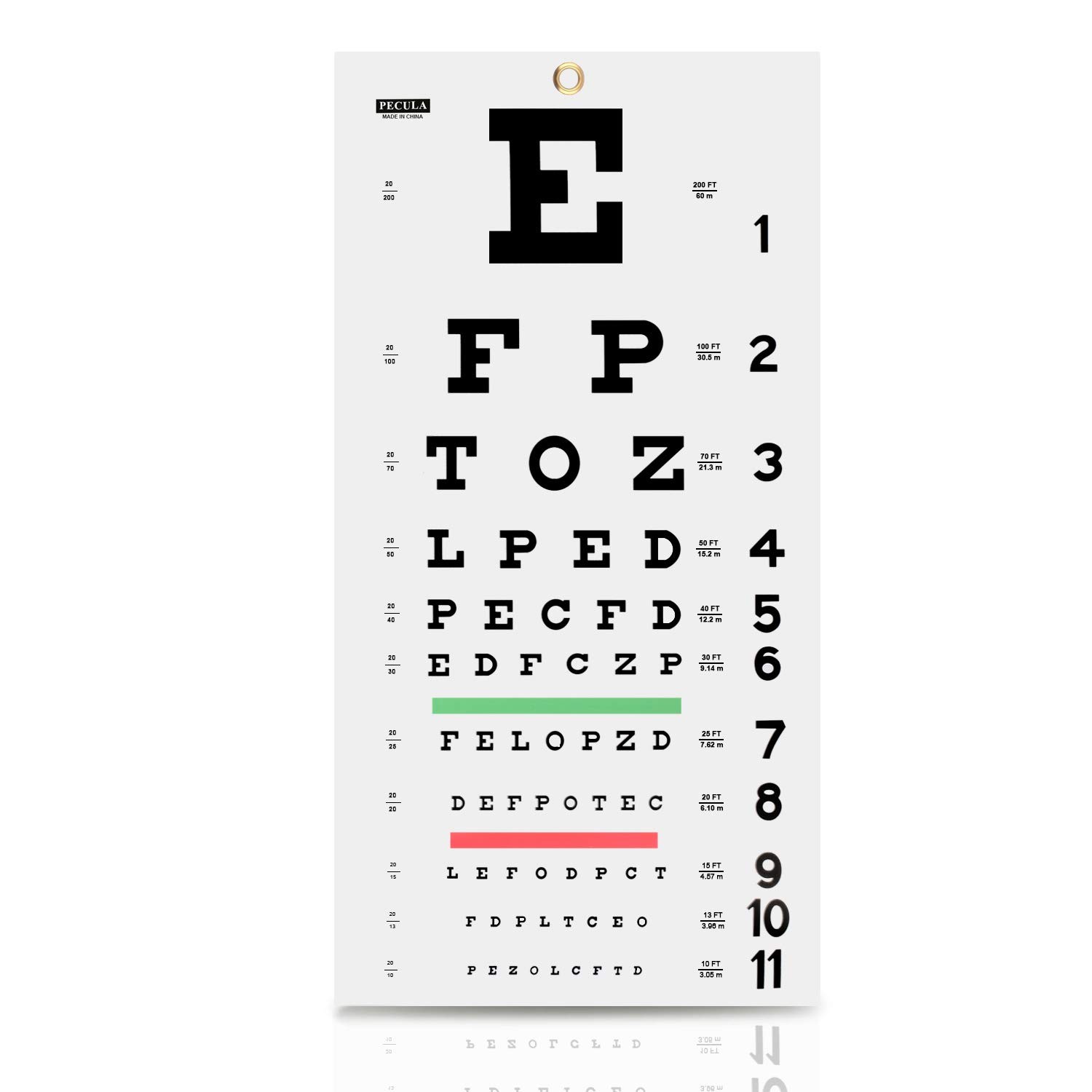 PECULA Eye Chart for Exams - Snellen Wall 20 240"L x 10.8"W, Green,Red gallery
