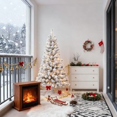 5 ft Prelit Snow Flocked Artificial Full Christmas Tree Pine Tree with 150 light