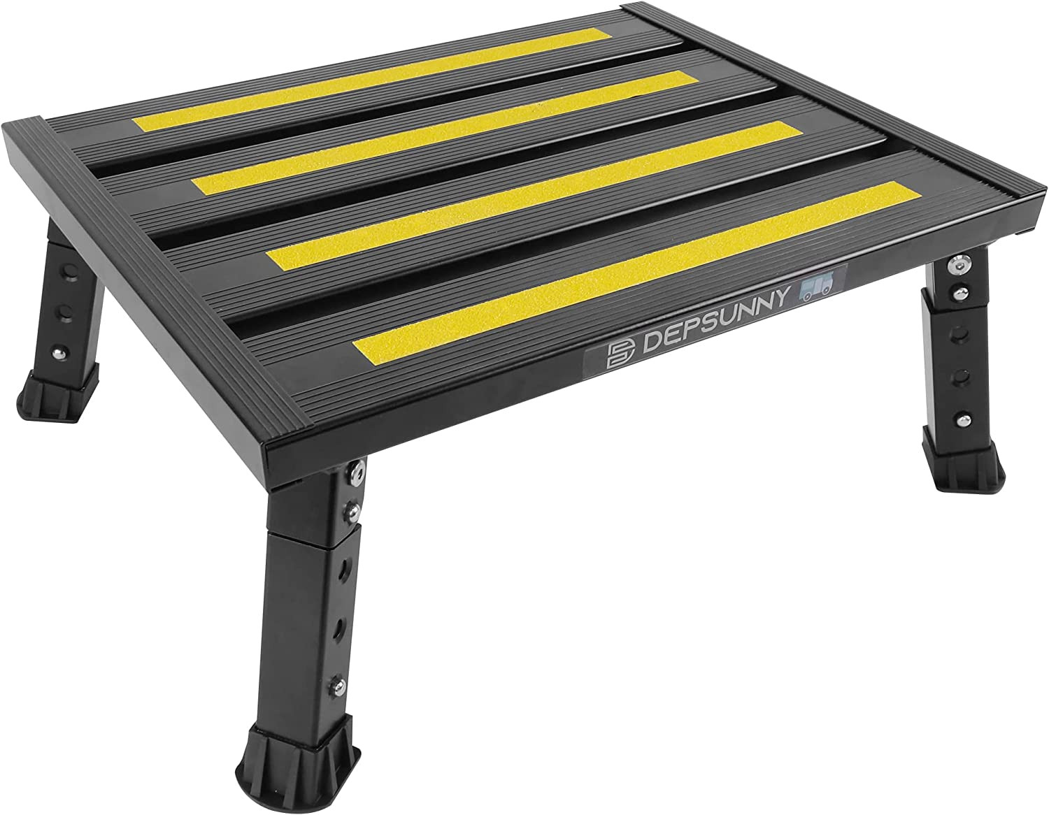 Adjustable Height Aluminum RV Step, Stable Foldable Platform Step Stool, Support gallery