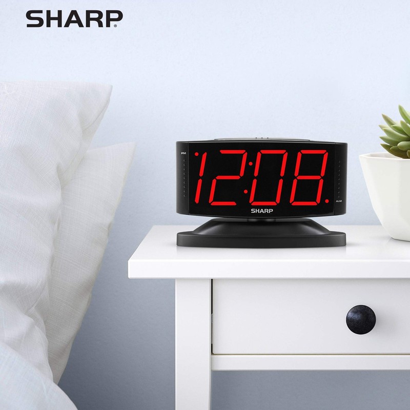 SHARP Home LED Digital Alarm Clock – Swivel Base - Outlet Powered, Simple gallery