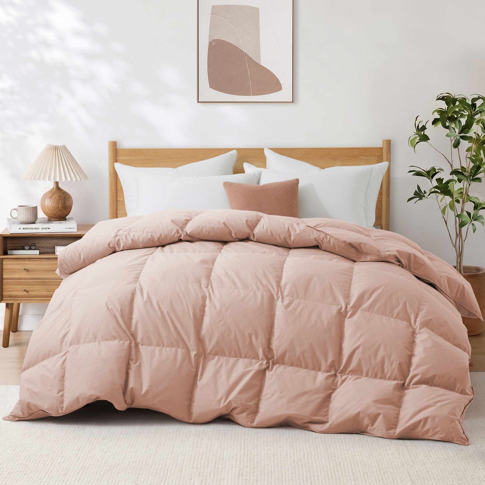 HOTEL Goose Feather Comforter, 100% Cotton Cover King or Queen Bed Blanket Pink gallery