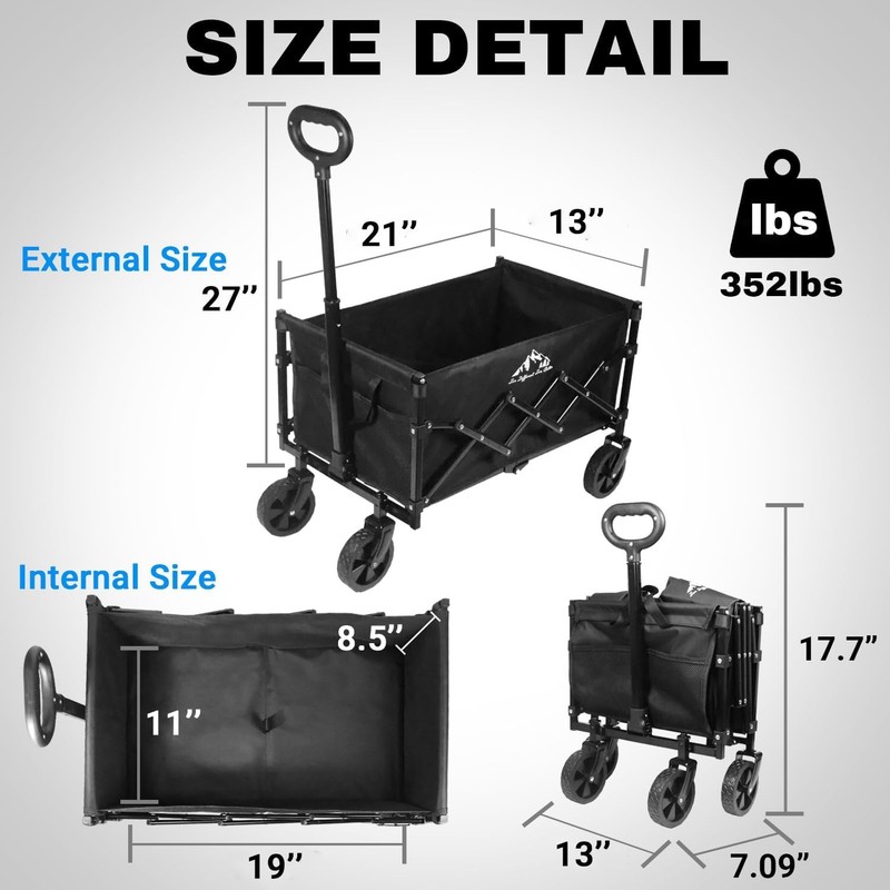 Collapsible Wagon 352LBS Capacity, Foldable Large Wagons Carts, Heavy Duty Ou... gallery