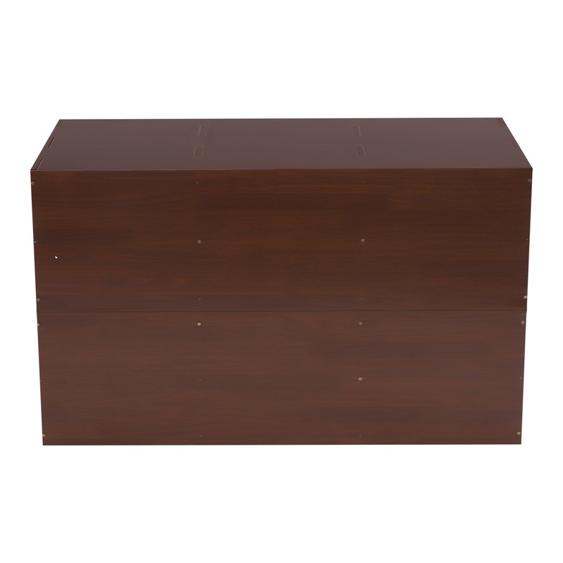 Solid Wood 2-Tier Bookcase 6 Open Compartments Floor Shelf Brown 90 × 30 × 75 cm gallery