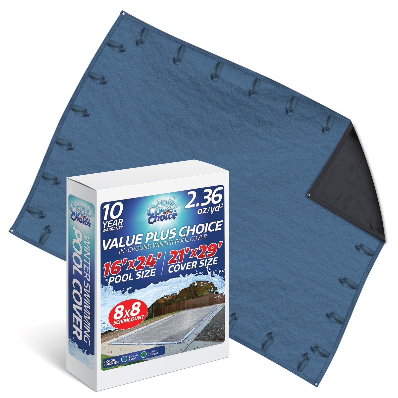 PoolCoverChoice Winter Swimming Pool Cover for 16 ft x 24 ft Rectangular Pool gallery