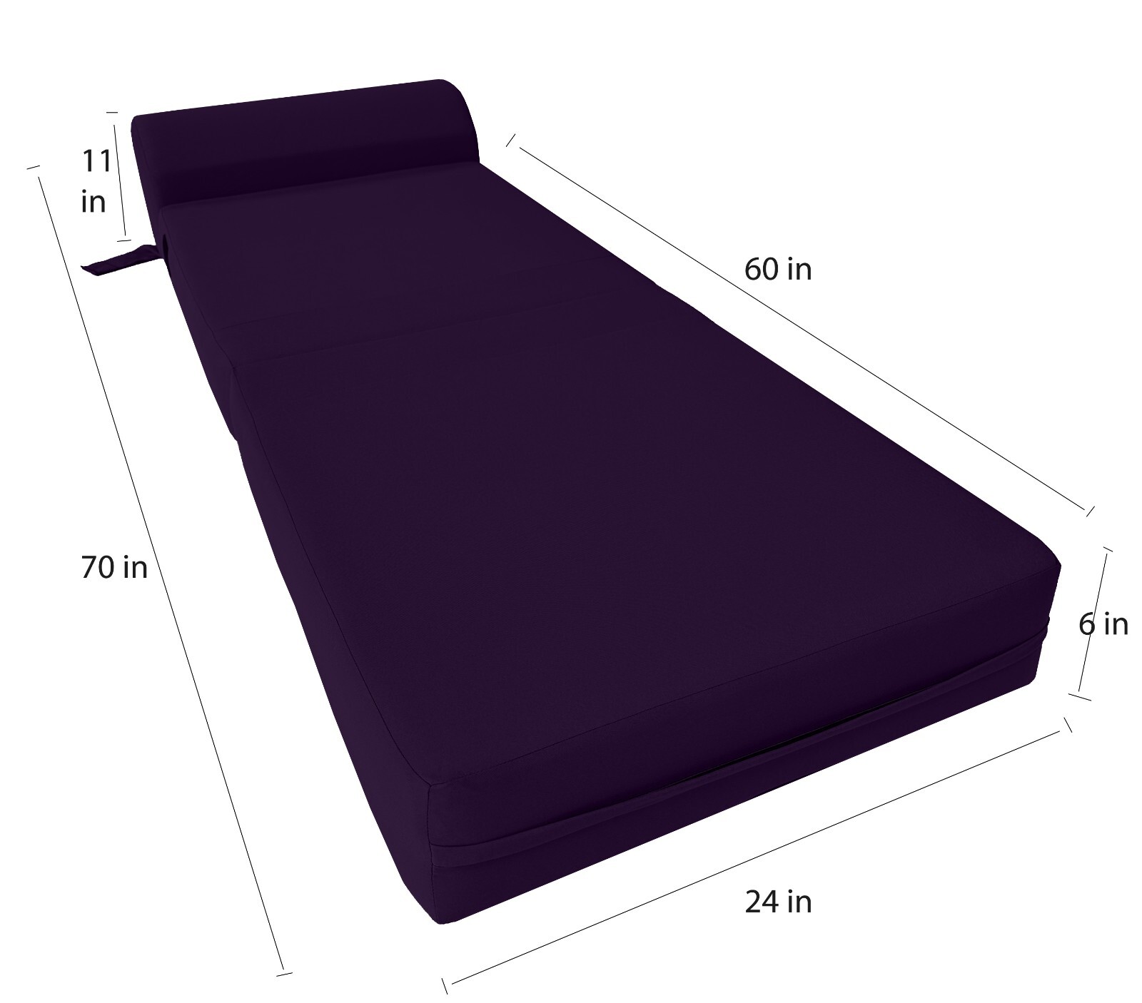 Sleeper Chair Folding Foam Bed, Convertible Sofa Mattress 6 x 24x70 Purple gallery