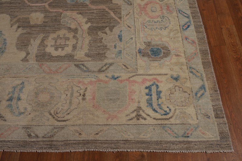 Brown/ Ivory Wool Authentic Oushak Vegetable Dye Turkish Rug 8x10 Handmade gallery