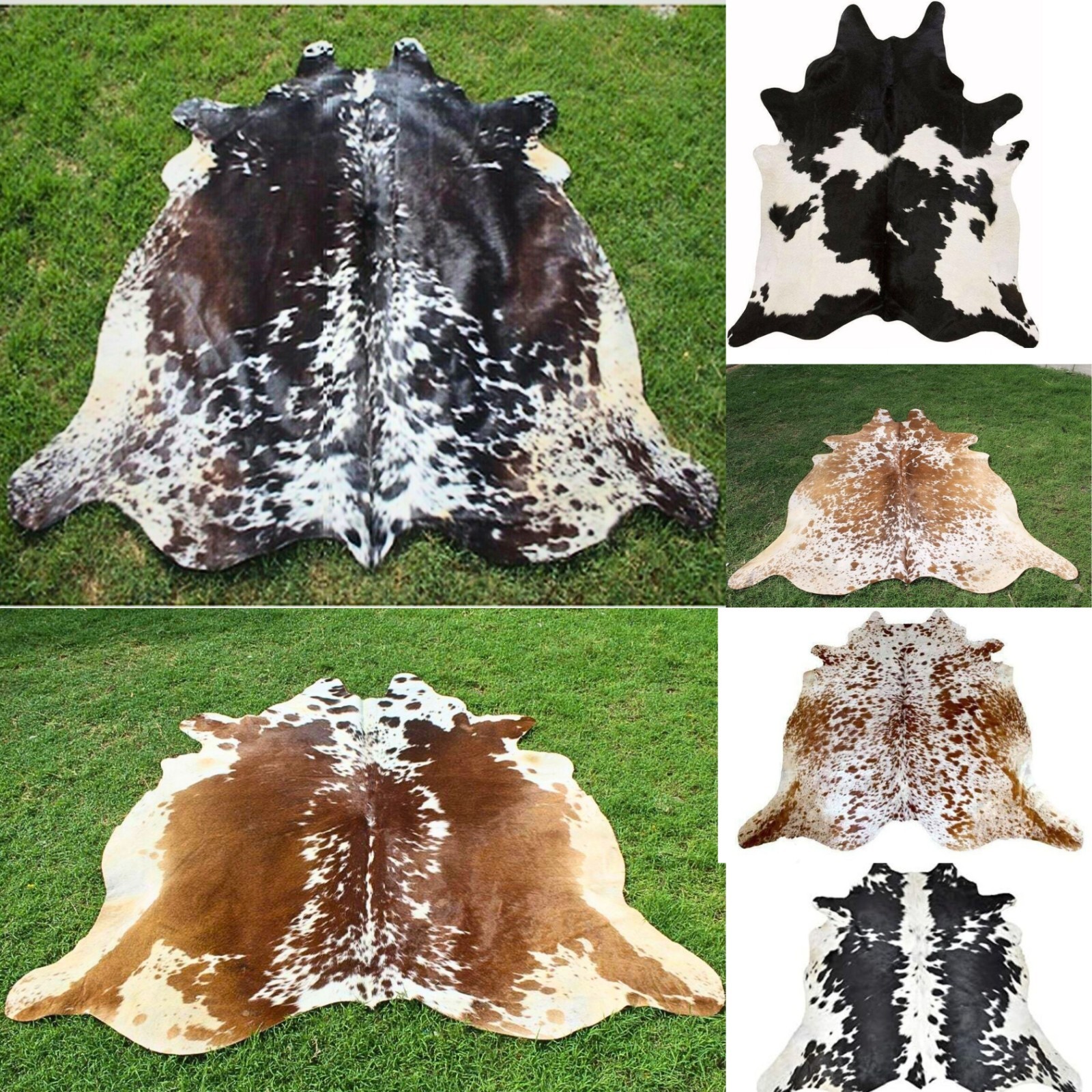 NEW LARGE 100% COWHIDE LEATHER RUGS TRICOLOR COW HIDE SKIN CARPET AREA 18-35SQFT gallery