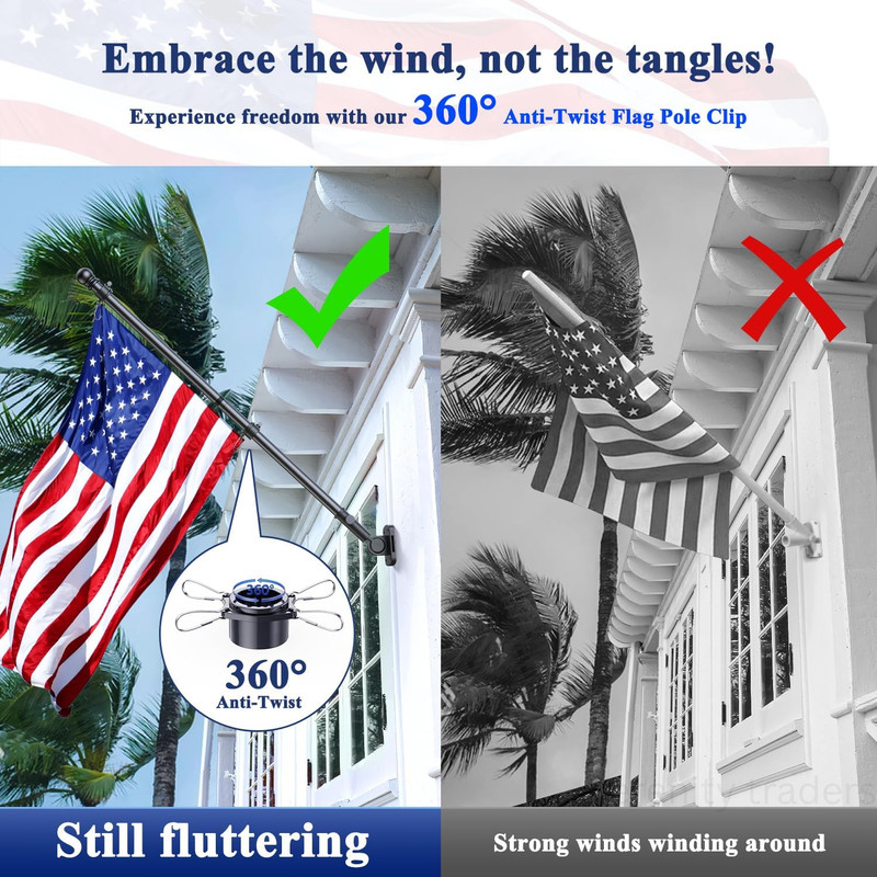5 FT Flag Pole for Kit, Tangle Free Spinning Weather Resistant Rustproof Metal gallery