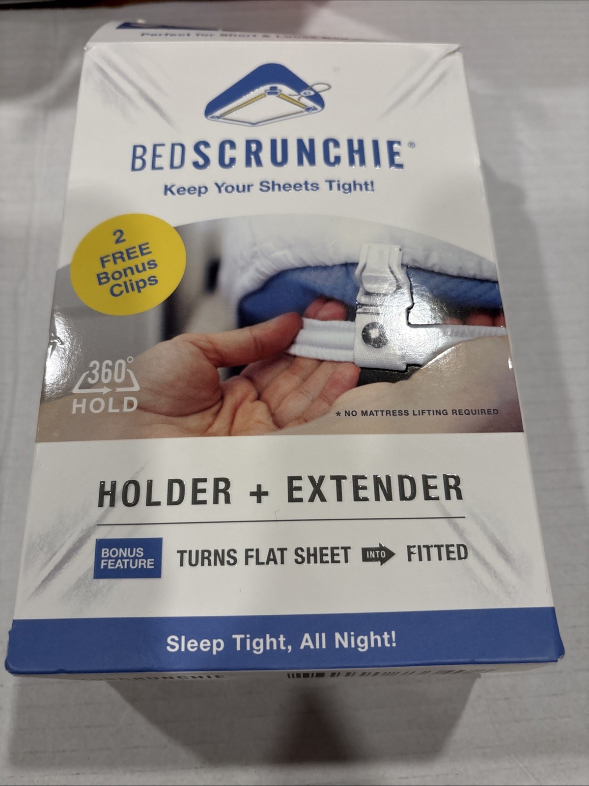Bed Scrunchie 360 Degree Hold Bed Sheet Holder Straps 2 Bonus Clip New Open Box gallery