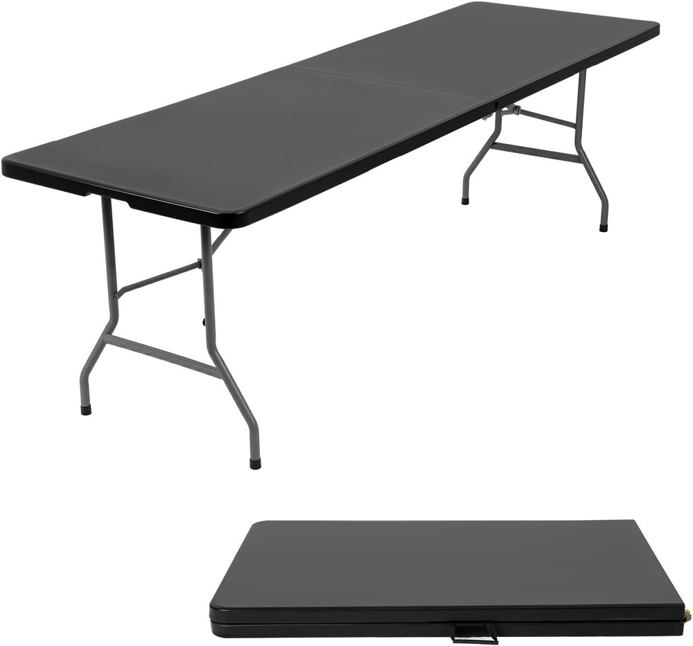 8FT Folding Table Half Portable Foldable Table Picnic Table for Office Home Camp