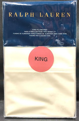 Ralph Lauren 464n Solid Percale Regatta Cream Pair King Pillowcases 21″x40″