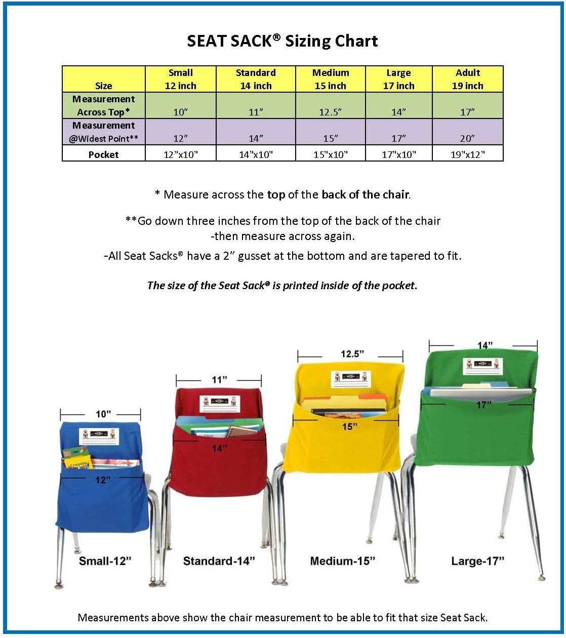 Poly/Cotton Chair Storage Pocket for Students, Durable and Machine Washable gallery